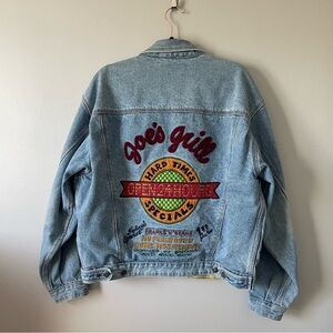 Vintage Bugle Boy Bowery Joe's Luncheon Specials Varsity Denim Jean Jacket sz M